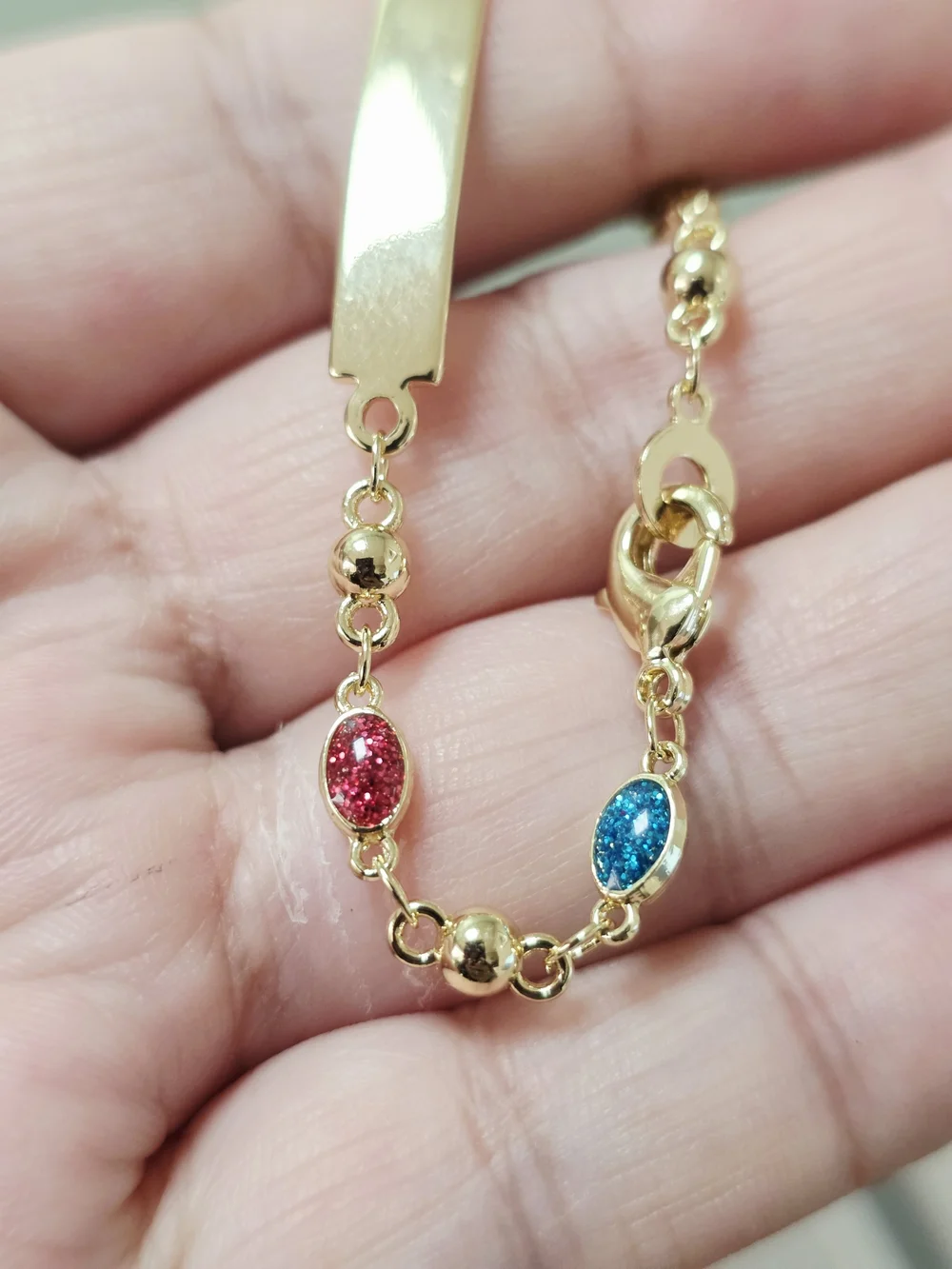 14k Gold Plated Multi-Color ID Bracelet for Baby